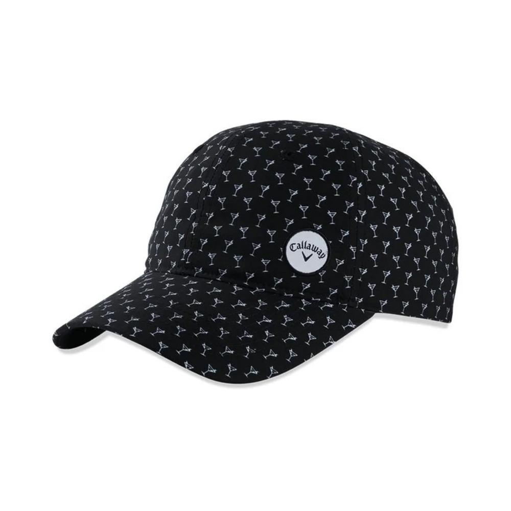 Callaway Ponyflo Womens Tini Time Martini Print Golf Hat Black Adjustable NEW